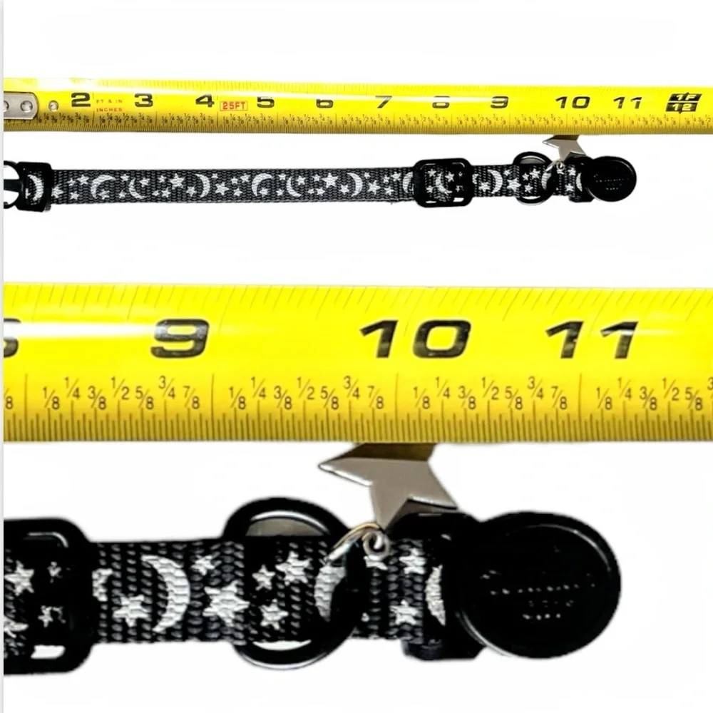 Whisker City Moon & Stars Black & White Reflective Cat Collar